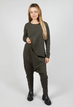 Rundholz Black Label Trousers^Drop Crotch Trousers with Exposed Seams in Jungle
