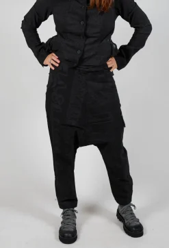 Rundholz Black Label Trousers^Drop Crotch Trousers with Tapered Leg in Black Big Print