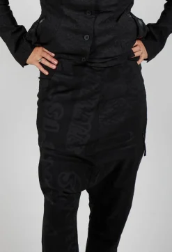 Rundholz Black Label Trousers^Drop Crotch Trousers with Tapered Leg in Black Big Print