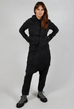 Rundholz Black Label Trousers^Drop Crotch Trousers with Tapered Leg in Black Big Print
