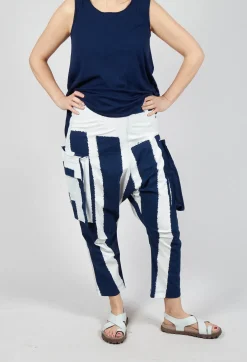 Rundholz Black Label Trousers^Drop Crotch Trousers with Feature Pockets in Navy Print