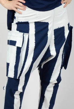 Rundholz Black Label Trousers^Drop Crotch Trousers with Feature Pockets in Navy Print