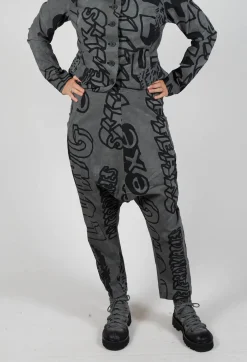Rundholz Black Label Trousers^Drop Crotch Trousers with Tapered Leg in Rock Big Print