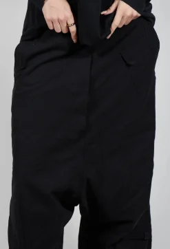 Rundholz Black Label Trousers^Drop Crotch Utility Trousers in Black