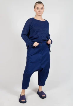 Rundholz Dip Trousers^Drop-Crotch Cotton Trousers with Belt Loops in Ocean