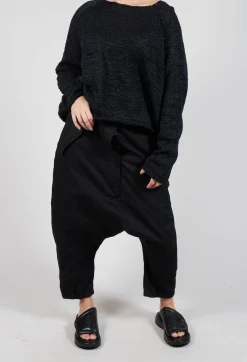 Rundholz Dip Trousers^Drop-Crotch Cotton Trousers with Belt Loops in Black