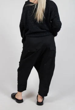 Rundholz Dip Trousers^Drop-Crotch Cotton Trousers with Belt Loops in Black