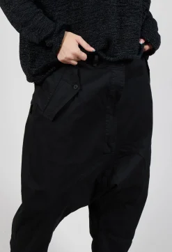 Rundholz Dip Trousers^Drop-Crotch Cotton Trousers with Belt Loops in Black