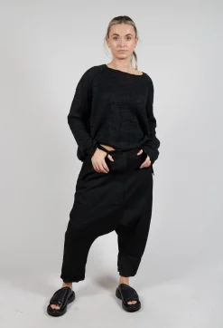 Rundholz Dip Trousers^Drop-Crotch Cotton Trousers with Belt Loops in Black