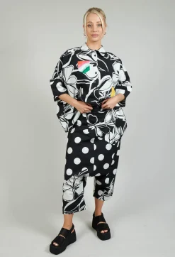 Bize Trousers^Drop-Crotch Polka Dot in Original Black