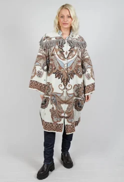 Be Your Essence Coats^Dropped Shoulder Coat in Cream Pattern