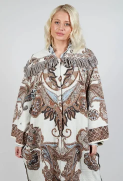 Be Your Essence Coats^Dropped Shoulder Coat in Cream Pattern