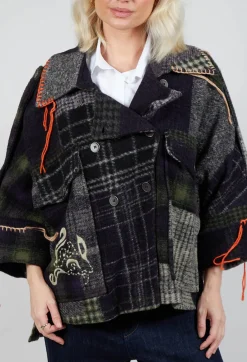 Be Your Essence Jackets^Dropped Shoulder Jacket in Green Print