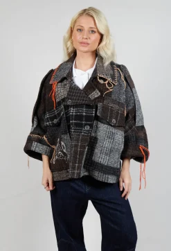 Be Your Essence Jackets^Dropped Shoulder Jacket in Grey Print