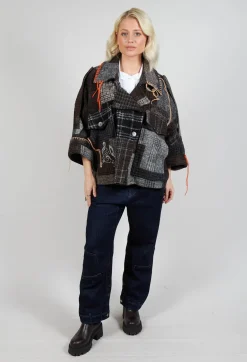 Be Your Essence Jackets^Dropped Shoulder Jacket in Grey Print