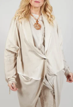 Sanctamuerte Cardigans^Dual Fabric Cardigan in Gesso