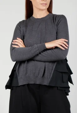 Mei Meij Jumpers^Dual Fabric Jumper in Antracite and Nero