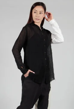 Marc Point Shirts & Blouses^Dual Fabric Shirt in Black and White