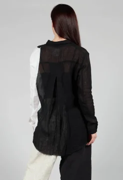 Marc Point Shirts & Blouses^Dual Fabric Shirt in Black and White