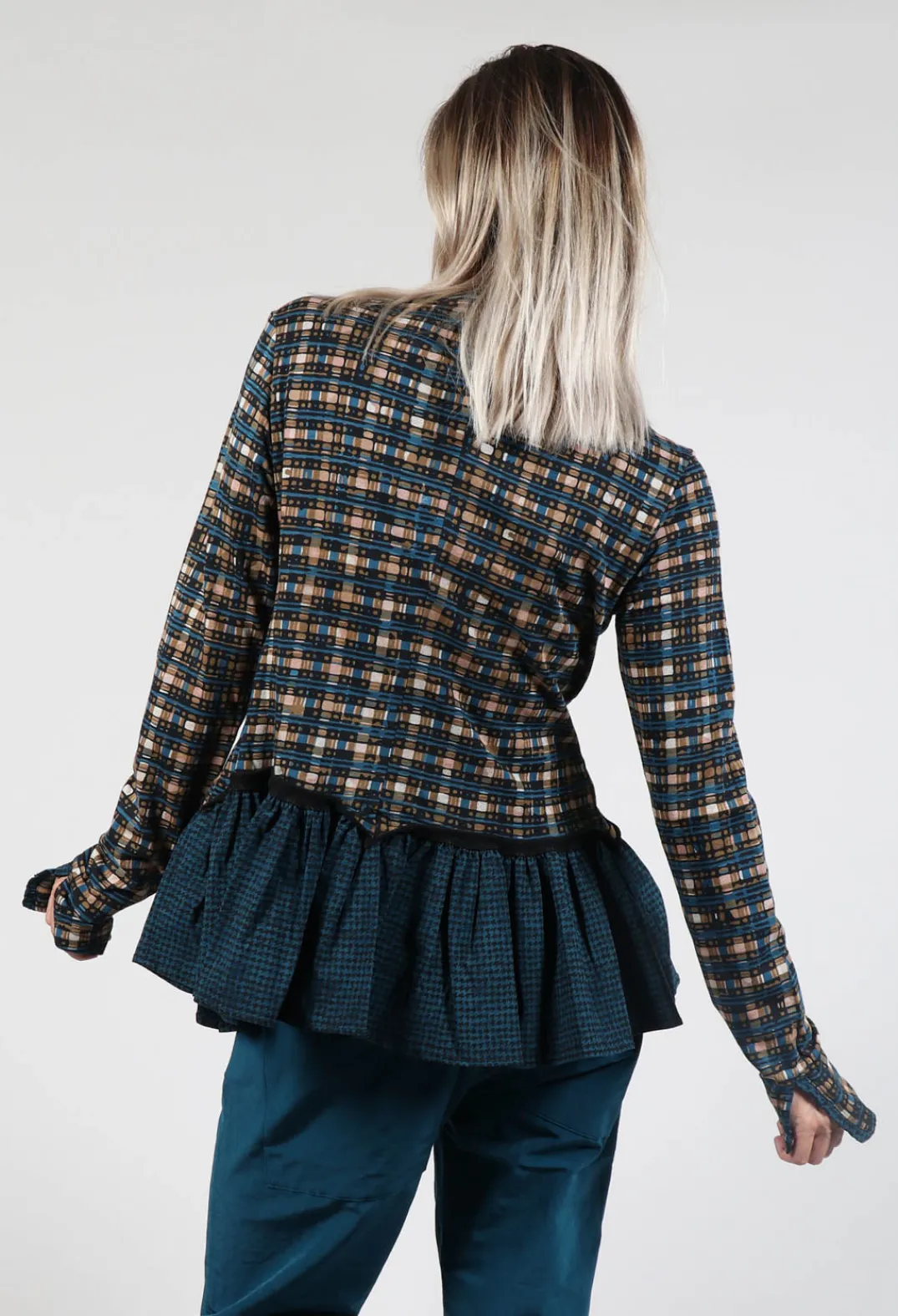 Rundholz Black Label Jackets^Dual Fabric Zip Through Jacket in Ink Check