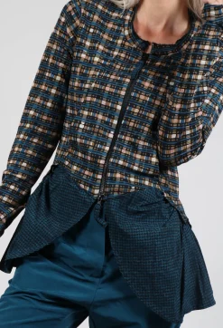 Rundholz Black Label Jackets^Dual Fabric Zip Through Jacket in Ink Check