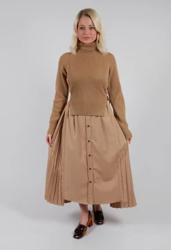 Mei Meij Dresses^Dual Jumper Shirt Dress in Camel