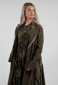 Sanctamuerte Coats^Dust Coat in Gabardina and Viscosa Seta Green Tuscany
