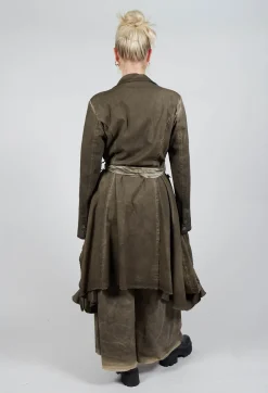 Sanctamuerte Coats^Dust Coat in Gabardina and Viscosa Seta Green Tuscany