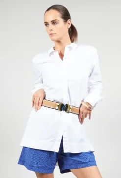 Exquisite J Belts^Elasticated Belt with Contrast Detail and Clasp Buckle