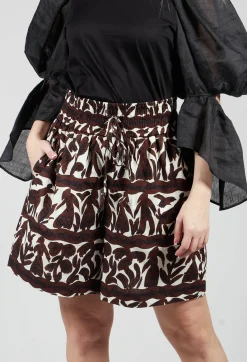 Mei Meij Shorts^Elasticated Waistband Shorts in Brown Print