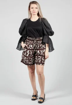 Mei Meij Shorts^Elasticated Waistband Shorts in Brown Print