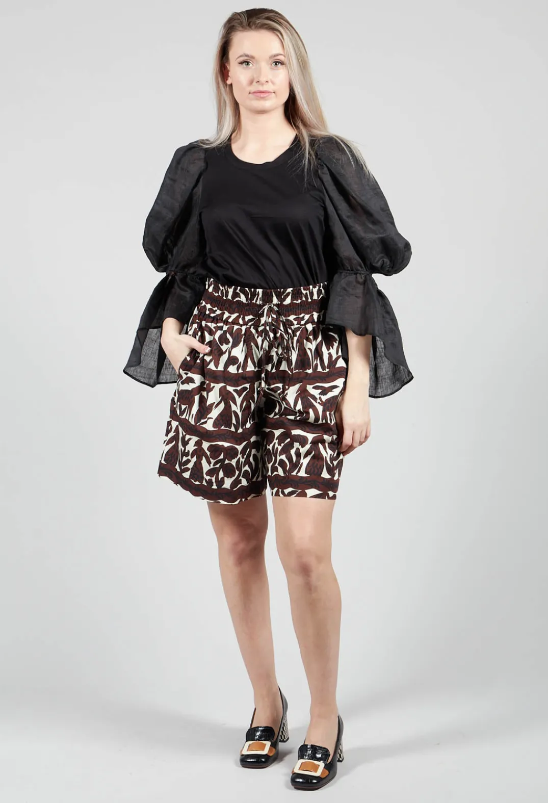 Mei Meij Shorts^Elasticated Waistband Shorts in Brown Print