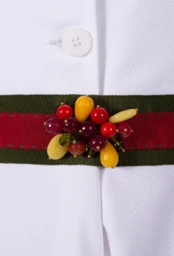 Sara Roka Belts^Embellished Ribbon Belt in Gross Olive/Red