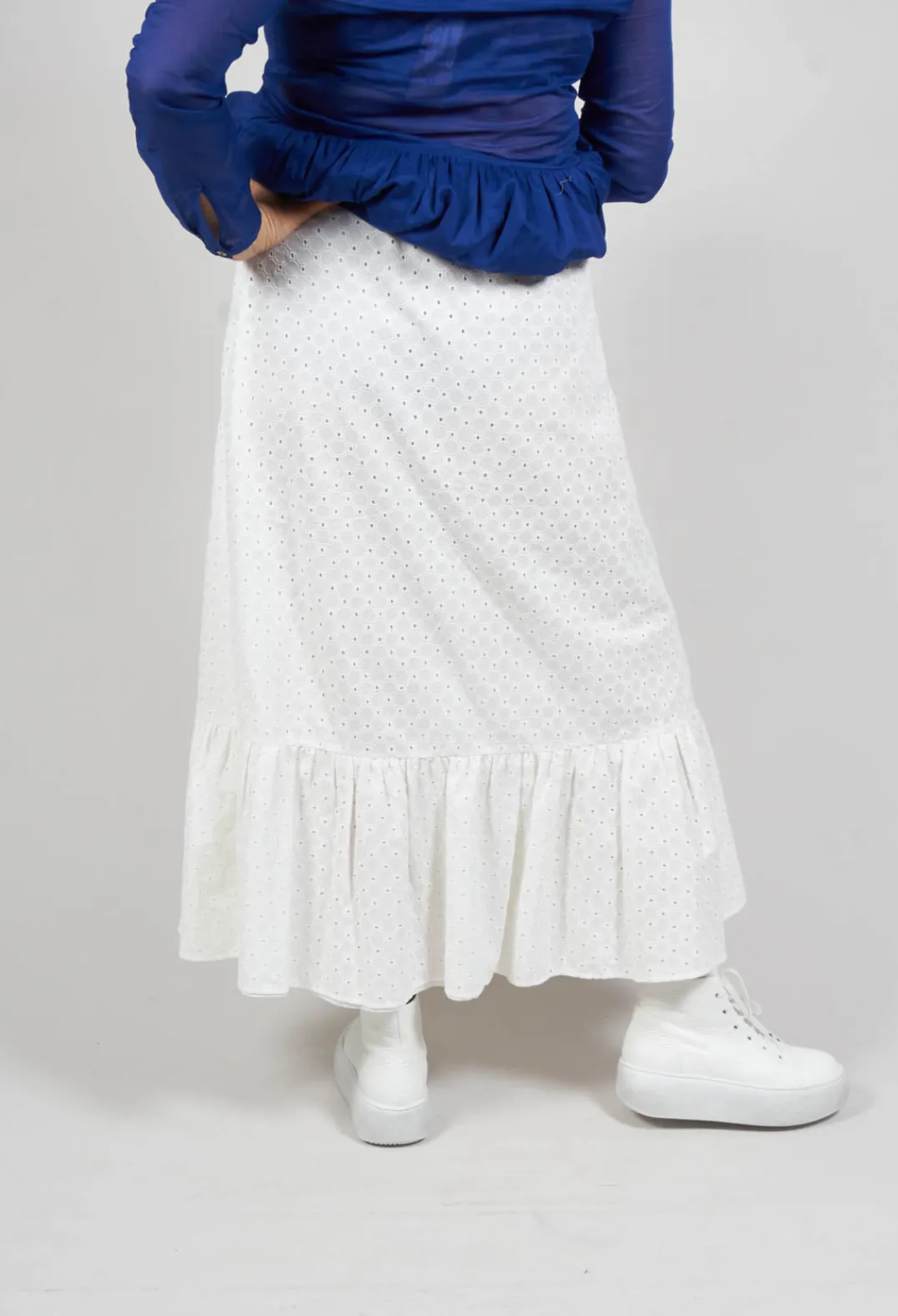 Niù Skirts|Co-ords & Suits^Embroidered Midi Skirt with Peplum in Chalk