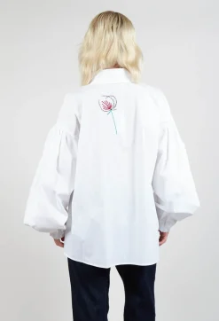 Be Your Essence Shirts & Blouses^Embroidered Shirt with Elasticated Cuffs in Wite