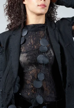 Marc Point Jackets^Embroidered Tie Shoulder Blazer in Black