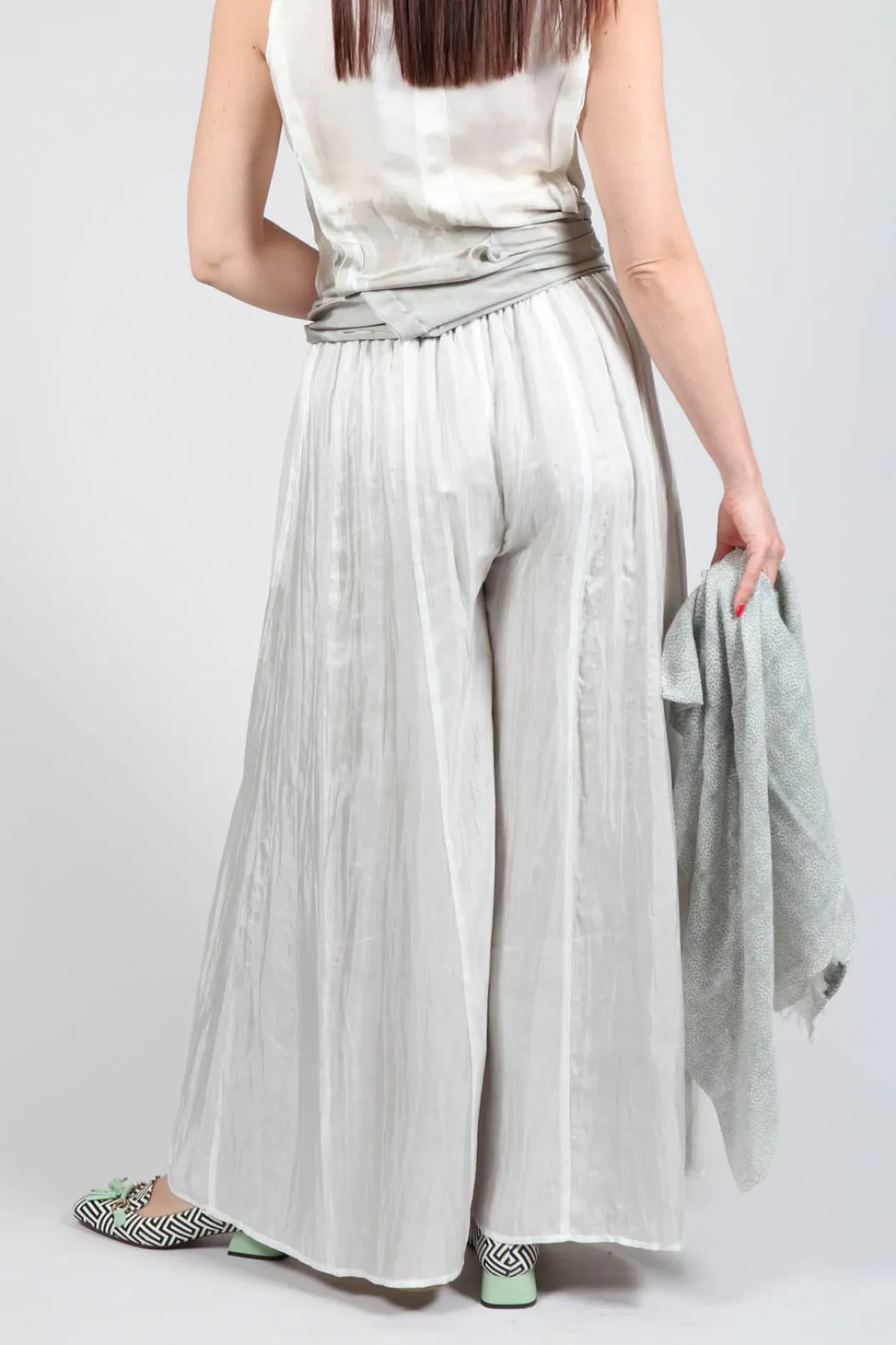 Bianco Levrin Trousers^Emma Pants Reversible in Plain Cream