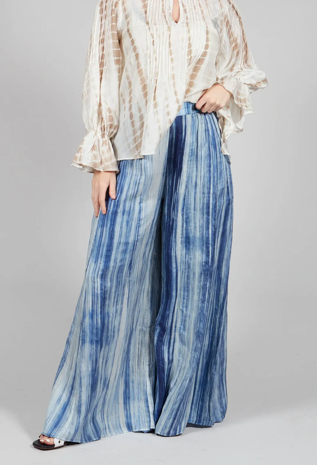 Bianco Levrin Trousers^Emma Reversible Pants in Blue