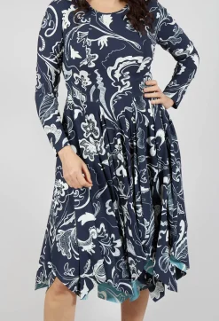 High Dresses^Enthusiasm Dress in Navy Print