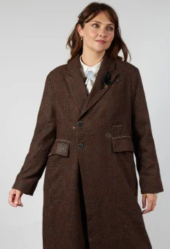 Umit Unal Coats^Evening Coat in Original Brown Minature Check
