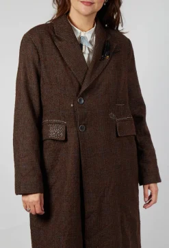 Umit Unal Coats^Evening Coat in Original Brown Minature Check
