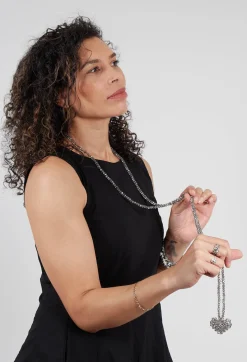 Pluslavie Necklaces^Extra Long Across Heart Necklace in Stone