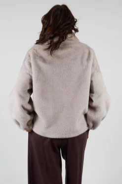 Artico Jackets^Faux Fur Jacket with High Neck in Grey