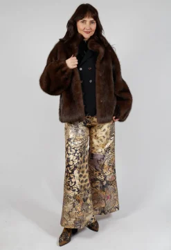 Artico Jackets^Faux Fur Jacket with High Neck in Brown