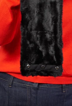 Malloni Scarves^Faux Fur Snood in Molibdenite Black / White