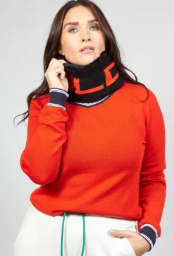 Malloni Scarves^Faux Fur Snood in Molibdenite Black / Orange