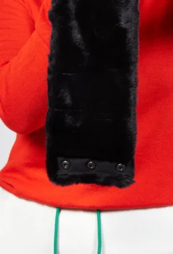 Malloni Scarves^Faux Fur Snood in Molibdenite Black / Orange