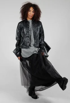 Pluslavie Jackets^Faux Leather Jacket in Black