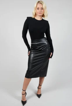Nostra Santissima Skirts^Faux Leather Skirt in Black