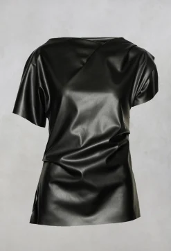 Nostra Santissima T-shirts^Faux Leather T-Shirt in Black